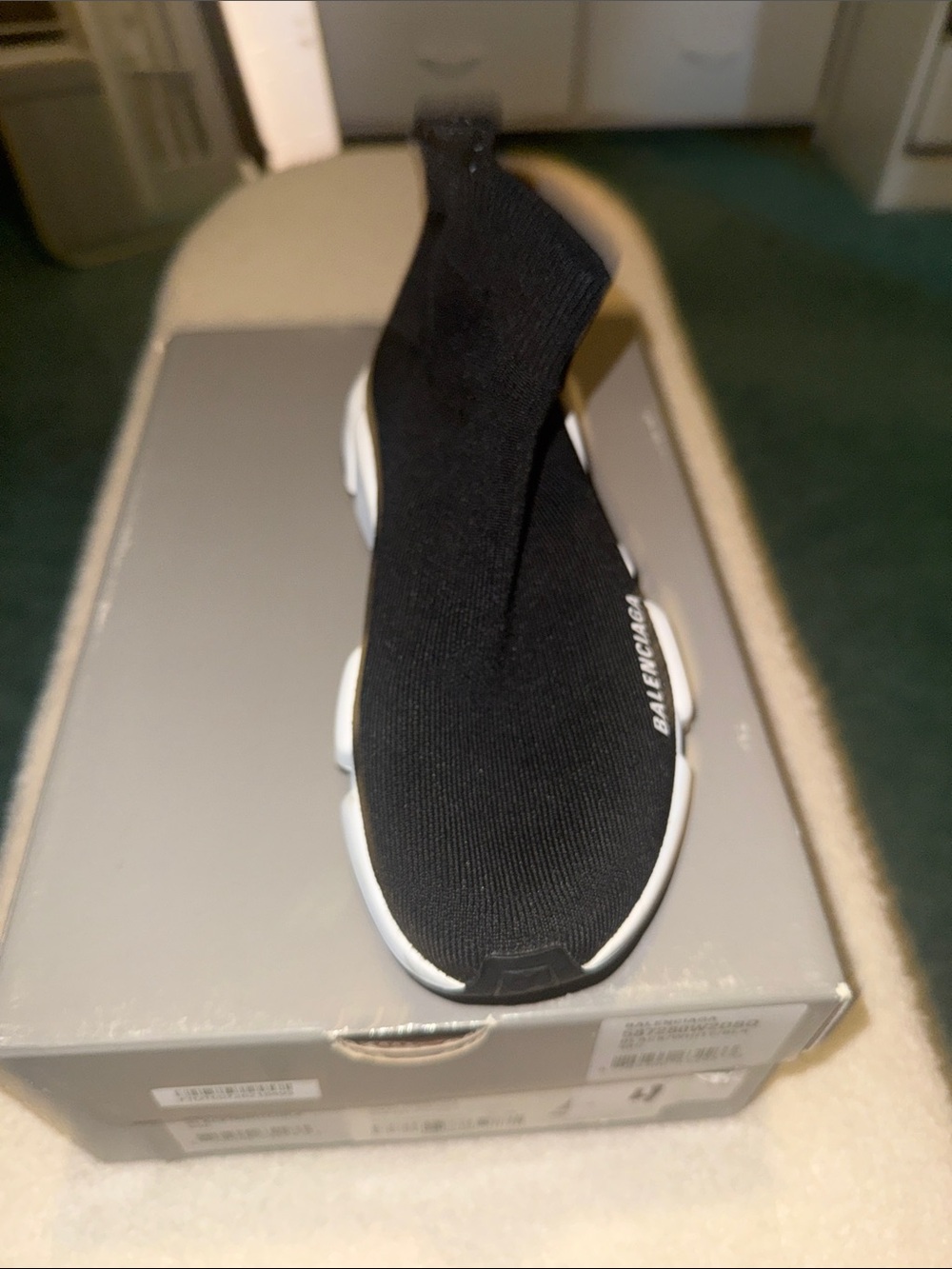 Balenciaga Black Sock-Style Sneaker with White Sole